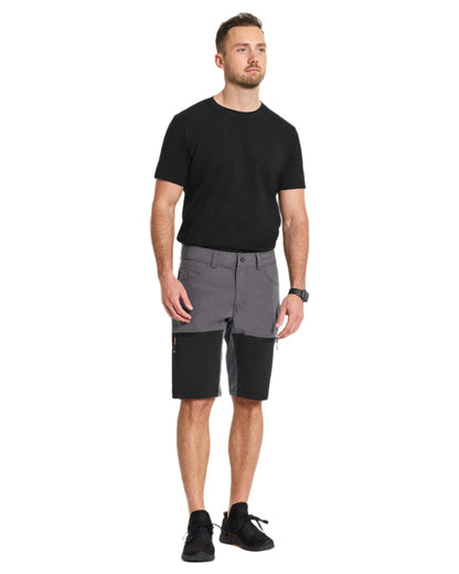Coal Black coloured Didriksons Mens Kallax Shorts on white background 