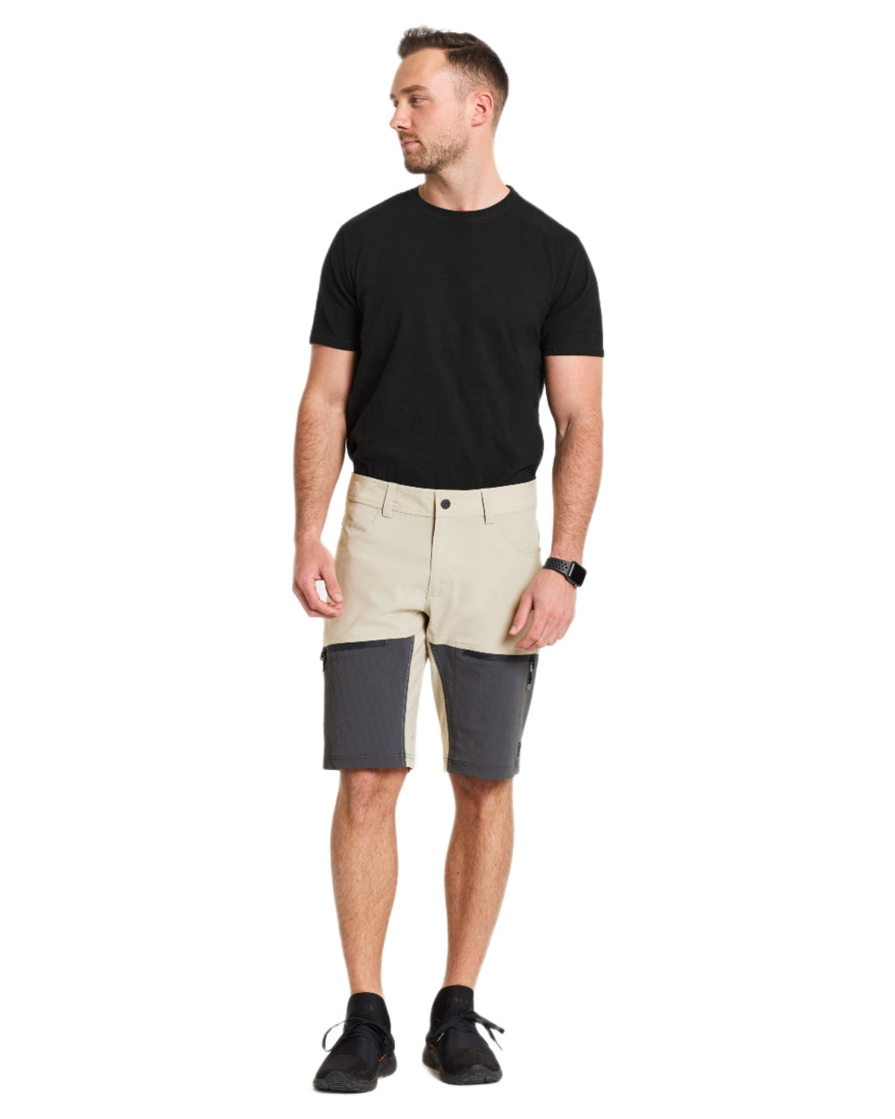 Light Beige coloured Didriksons Mens Kallax Shorts on white background 