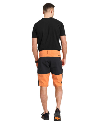 Sunset coloured Didriksons Mens Kallax Shorts on white background 