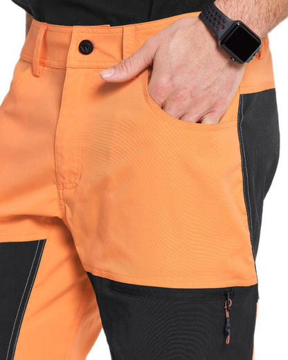 Sunset coloured Didriksons Mens Kallax Shorts on white background 