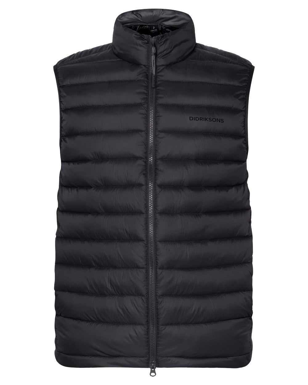 Black coloured Didriksons Mens Marino Vest on white background 
