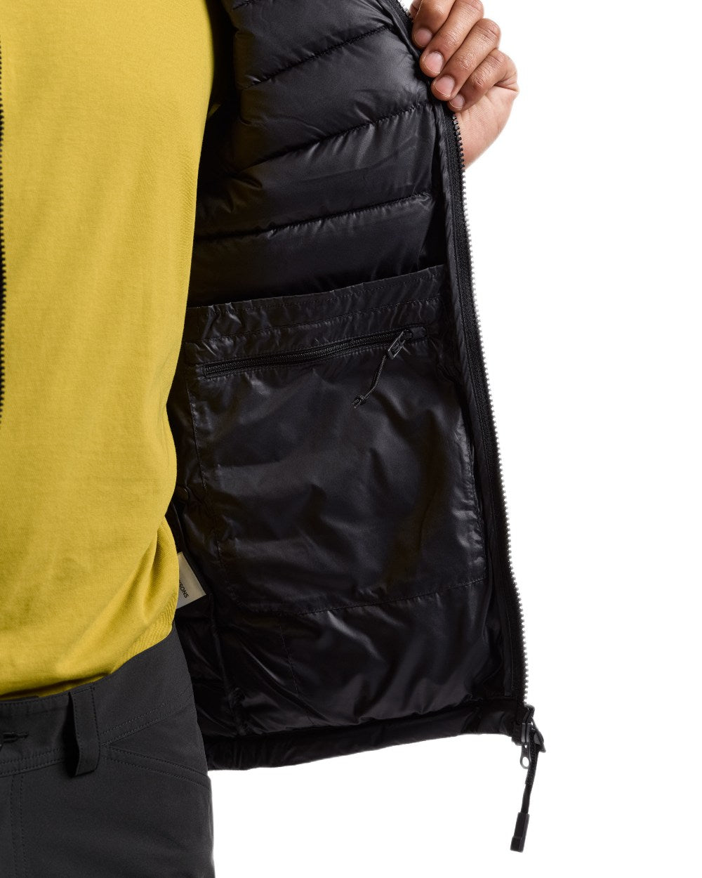 Black coloured Didriksons Mens Marino Vest on white background 
