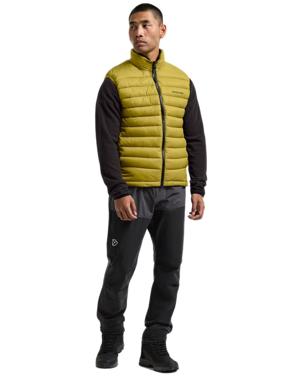 Yellow Pollen coloured Didriksons Mens Marino Vest on white background 