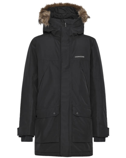 Black Coloured Didriksons Mens Rick Parka on white background 