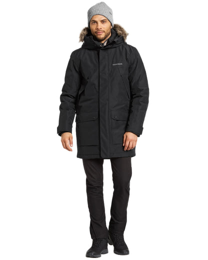 Black Coloured Didriksons Mens Rick Parka on white background 