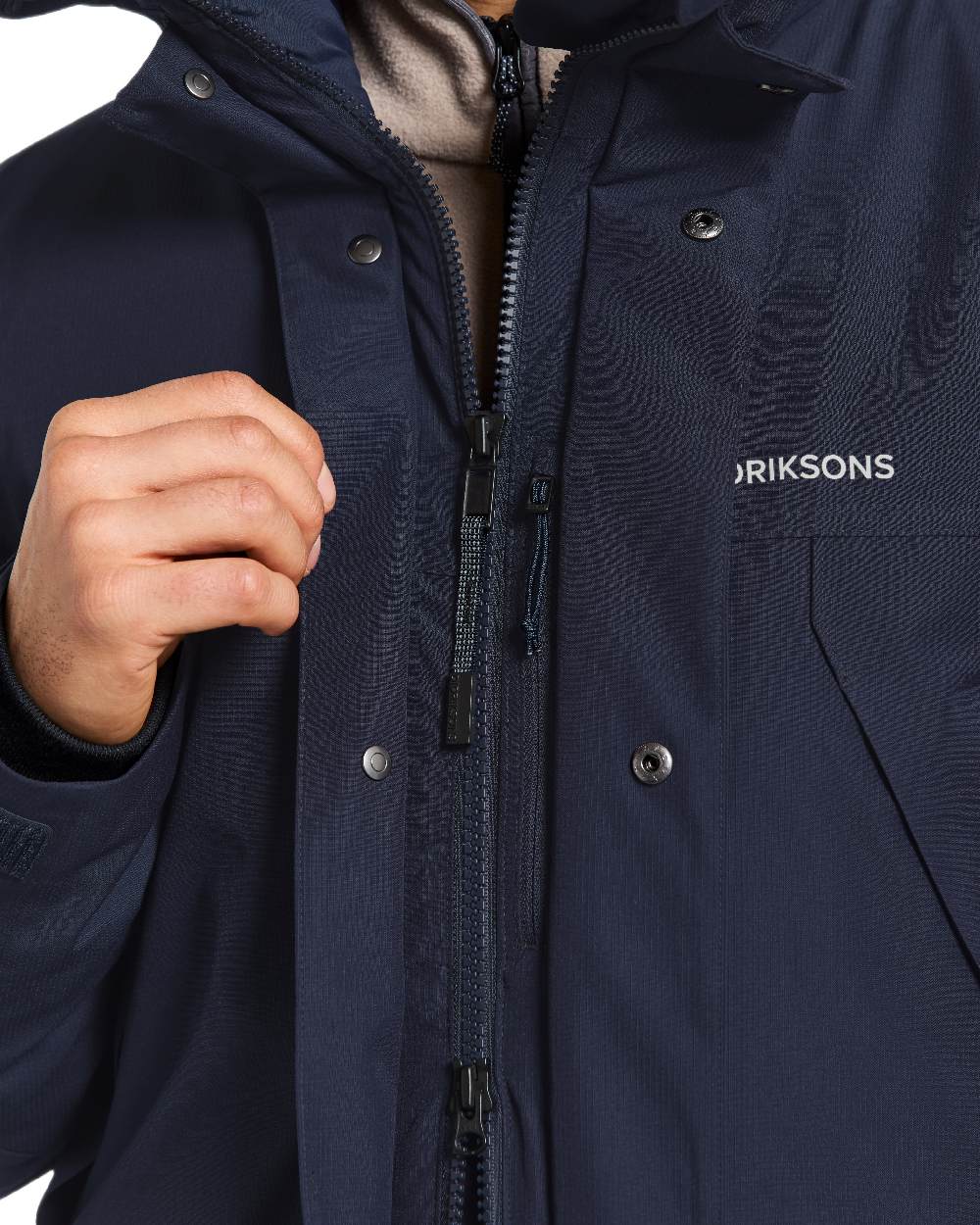 Dark Night Blue Coloured Didriksons Mens Rick Parka on white background 