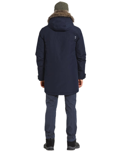 Dark Night Blue Coloured Didriksons Mens Rick Parka on white background 