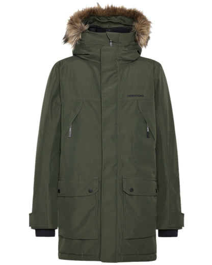 Deep Green Coloured Didriksons Mens Rick Parka on white background 