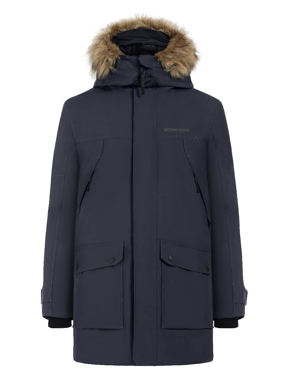 Dark Night Blue coloured Roamers Mens Rick Usx Parka on white background 