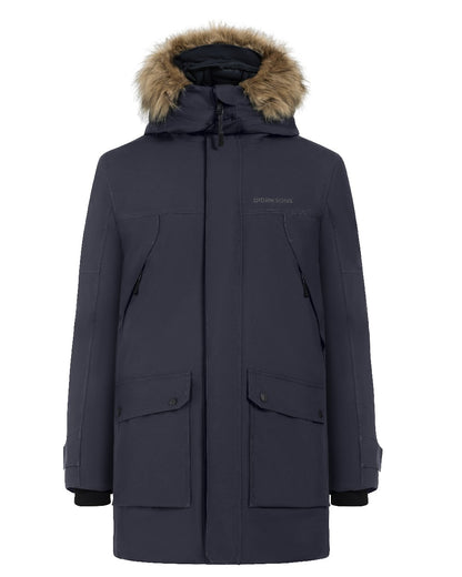 Dark Night Blue coloured Roamers Mens Rick Usx Parka on white background 