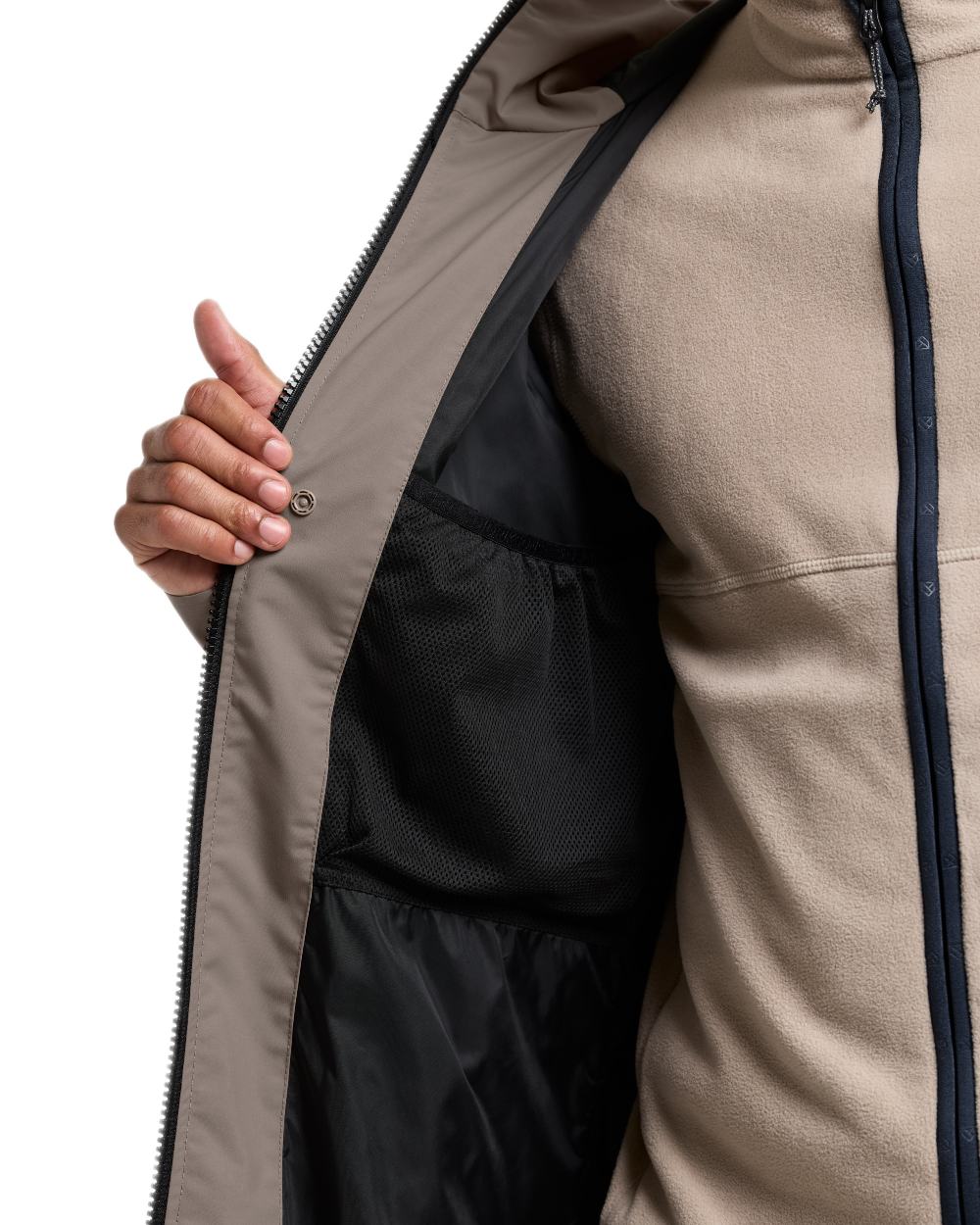 Ash Brown coloured Didriksons Mens Soren Parka on white background 
