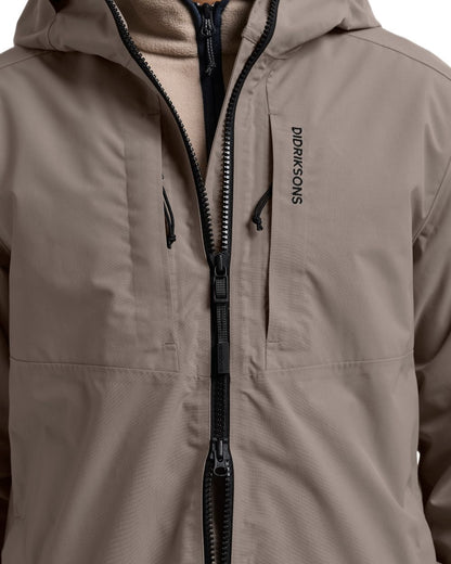 Ash Brown coloured Didriksons Mens Soren Parka on white background 