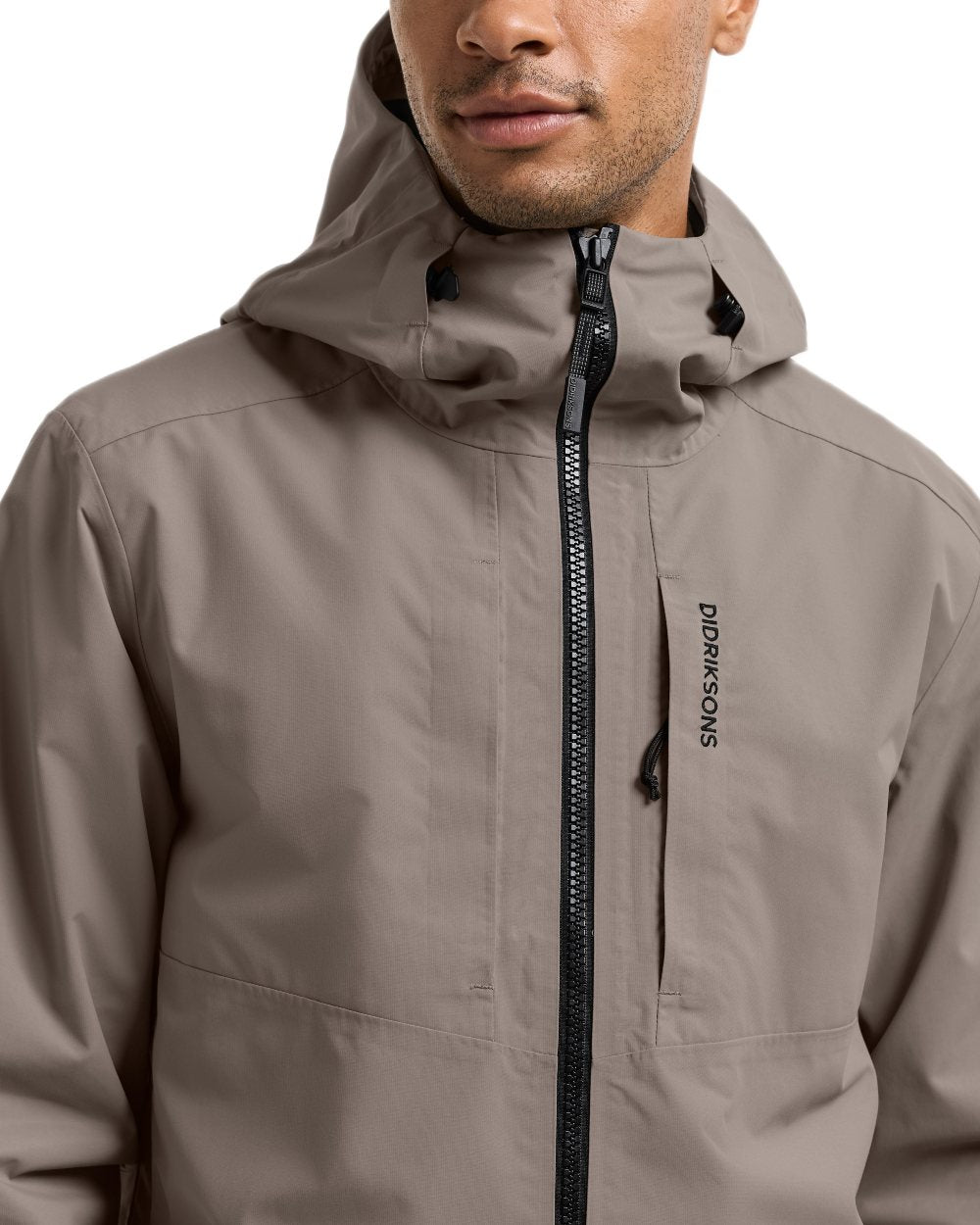 Ash Brown coloured Didriksons Mens Soren Parka on white background 