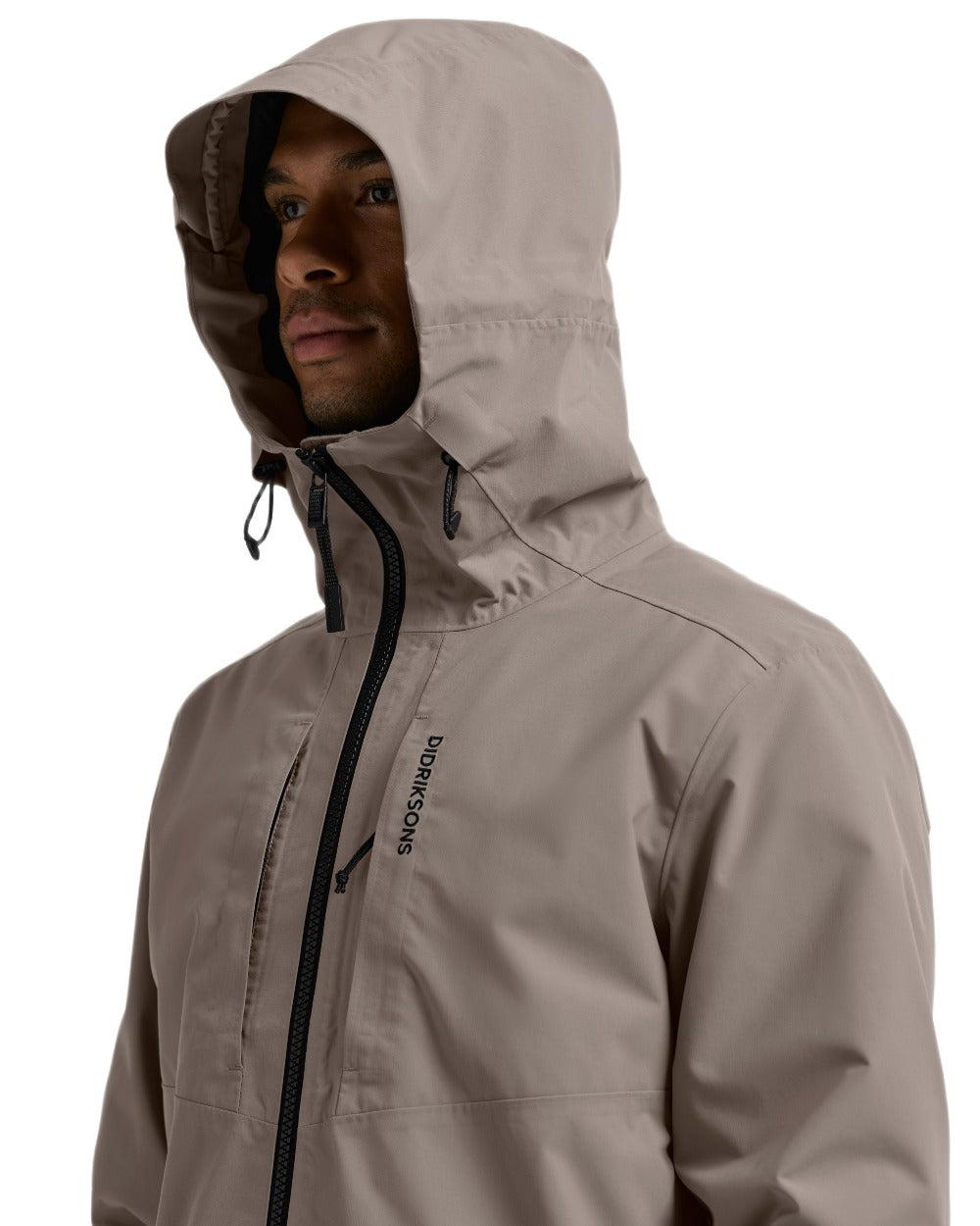 Ash Brown coloured Didriksons Mens Soren Parka on white background 