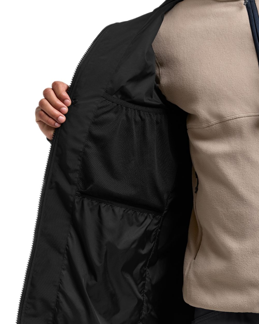 Black coloured Didriksons Mens Soren Parka on white background 