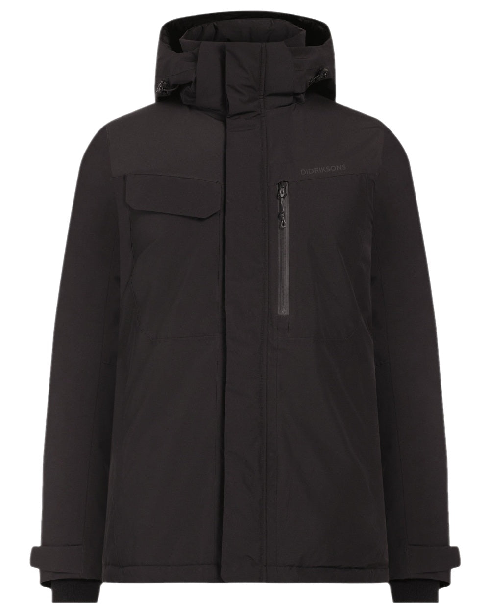 Black Coloured Didriksons Mens Stefan Jacket on white background 