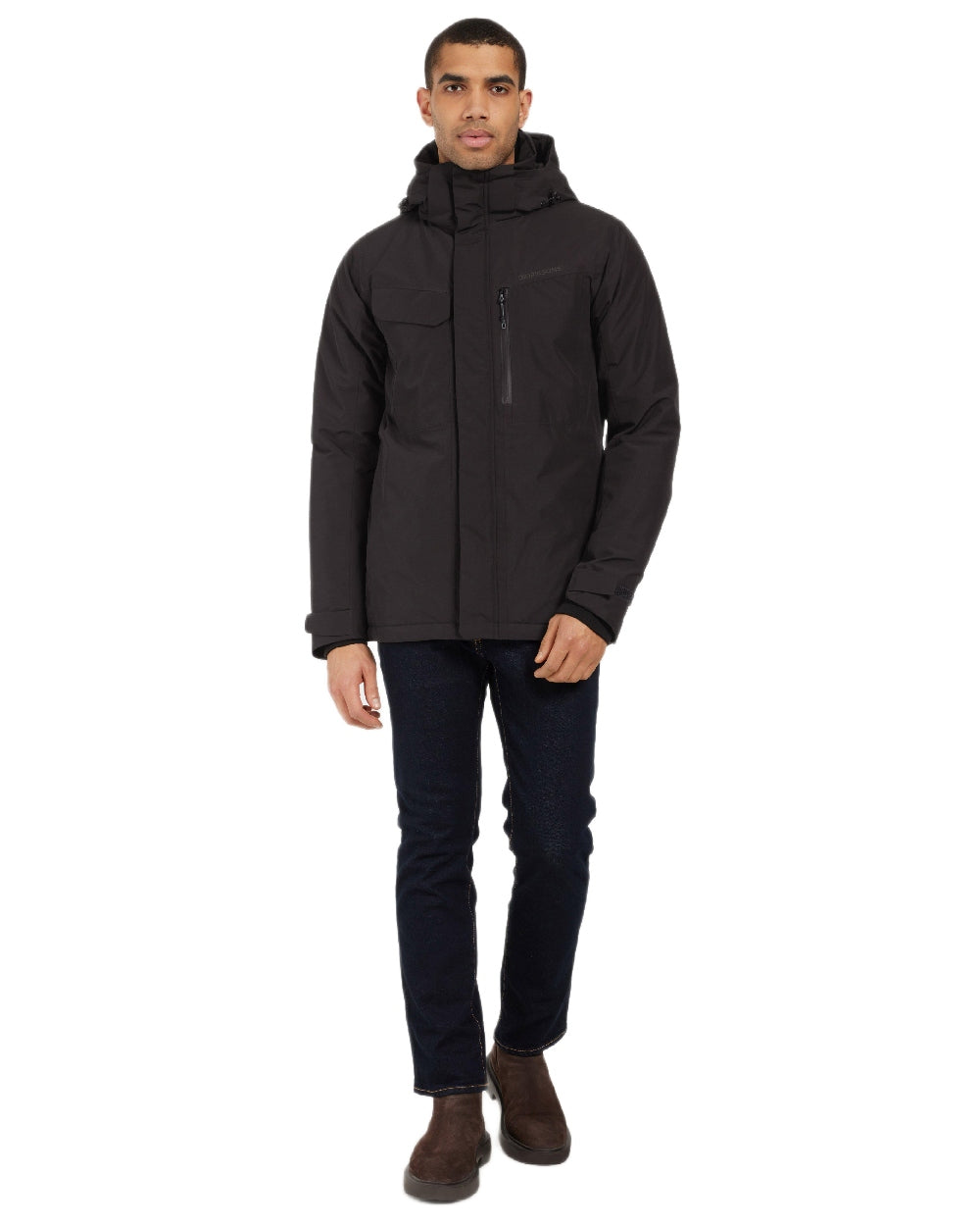 Black Coloured Didriksons Mens Stefan Jacket on white background 