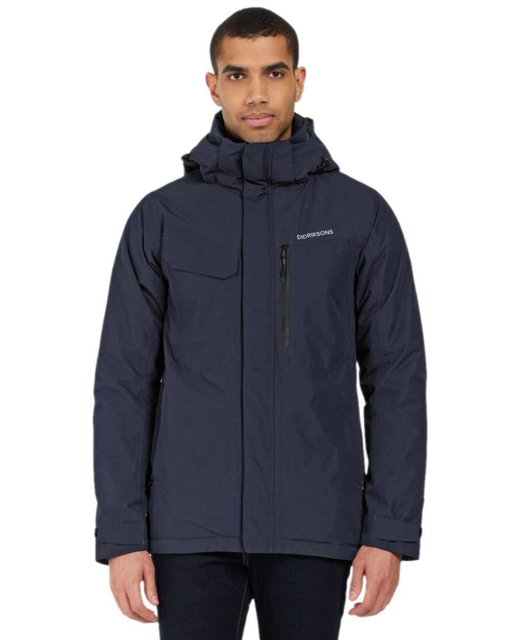 Dark Night Blue Coloured Didriksons Mens Stefan Jacket on white background 
