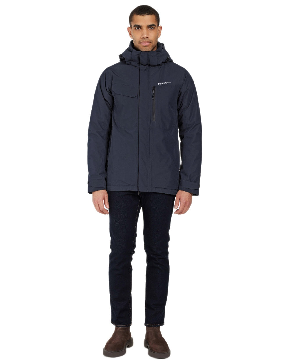 Dark Night Blue Coloured Didriksons Mens Stefan Jacket on white background 
