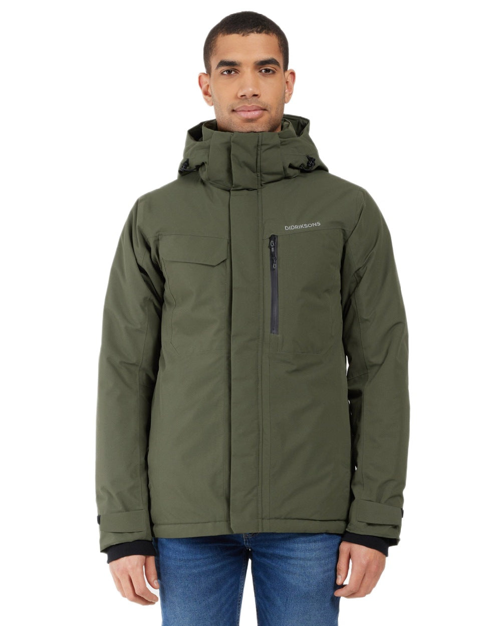 Deep Green Coloured Didriksons Mens Stefan Jacket on white background 