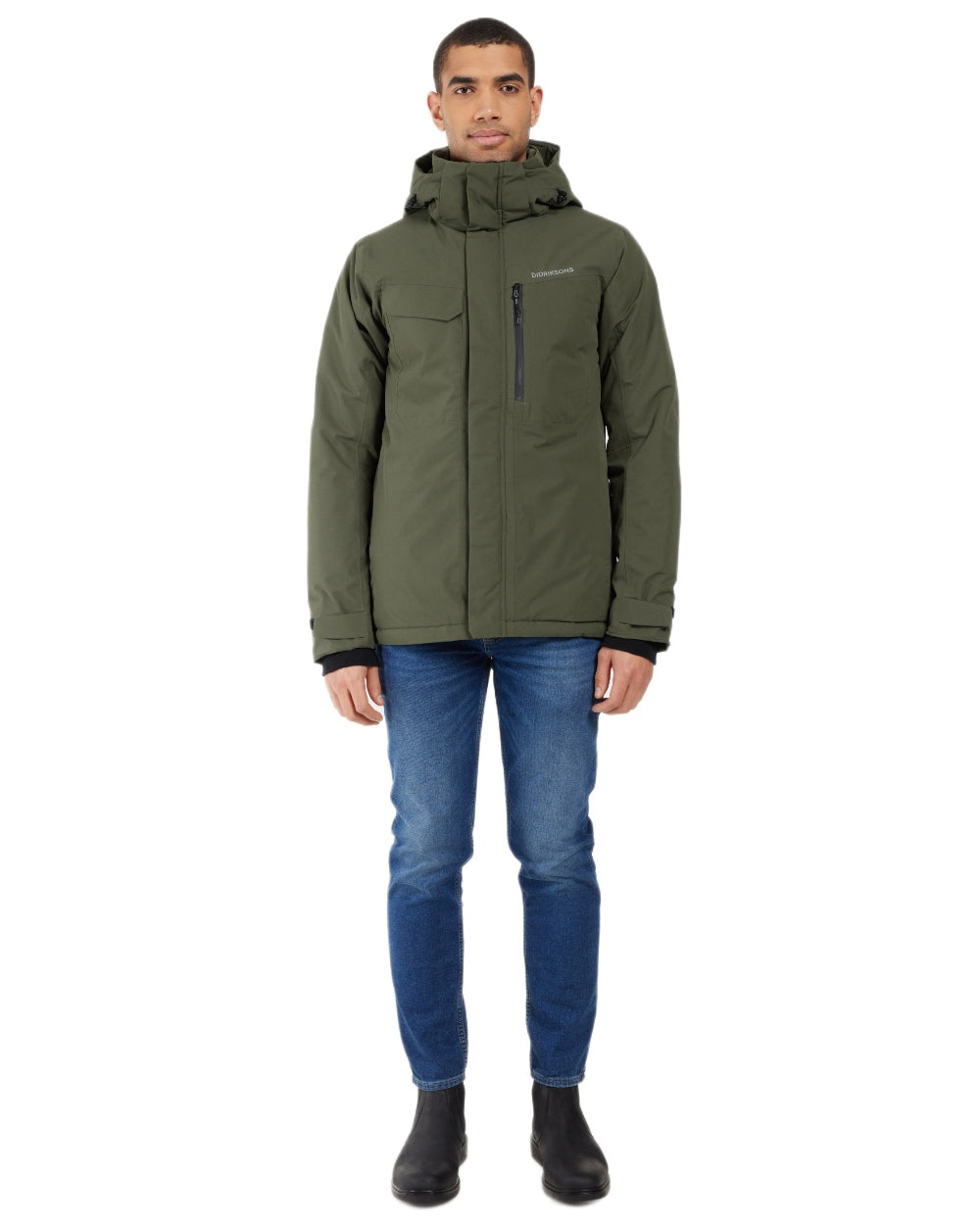 Deep Green Coloured Didriksons Mens Stefan Jacket on white background 