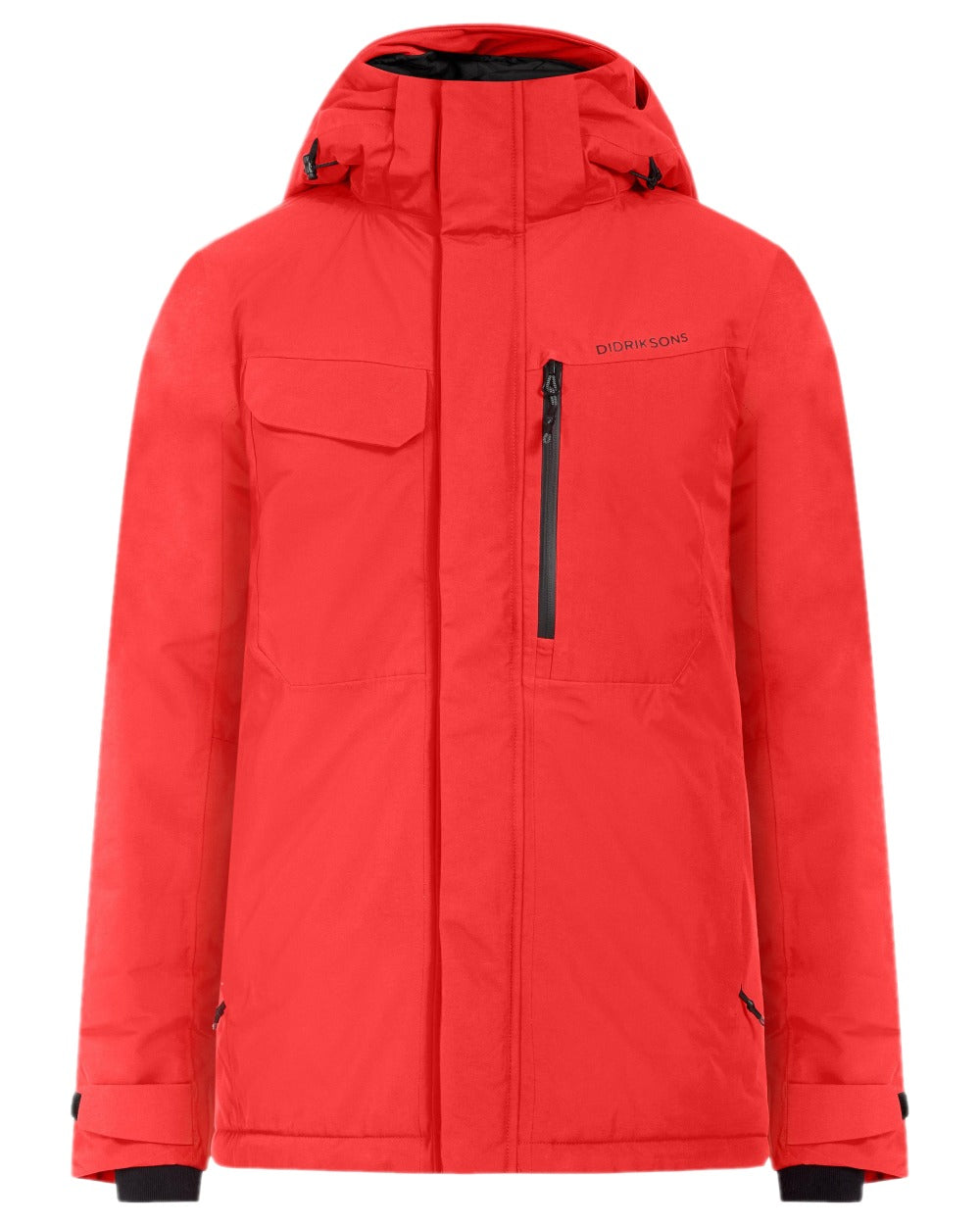 Pomme Red Coloured Didriksons Mens Stefan Jacket on white background 