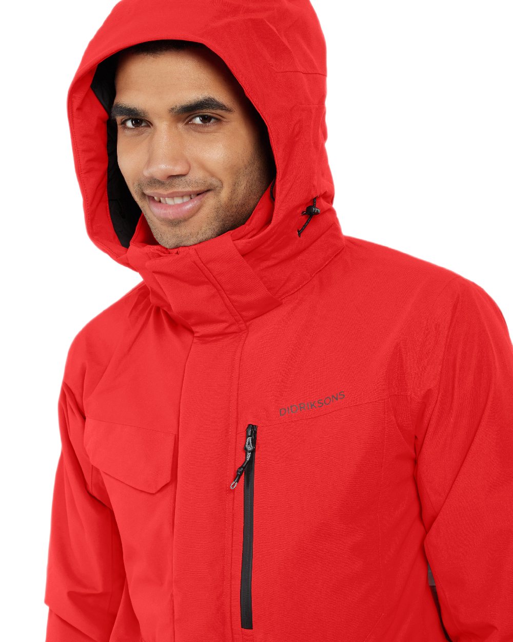 Pomme Red Coloured Didriksons Mens Stefan Jacket on white background 