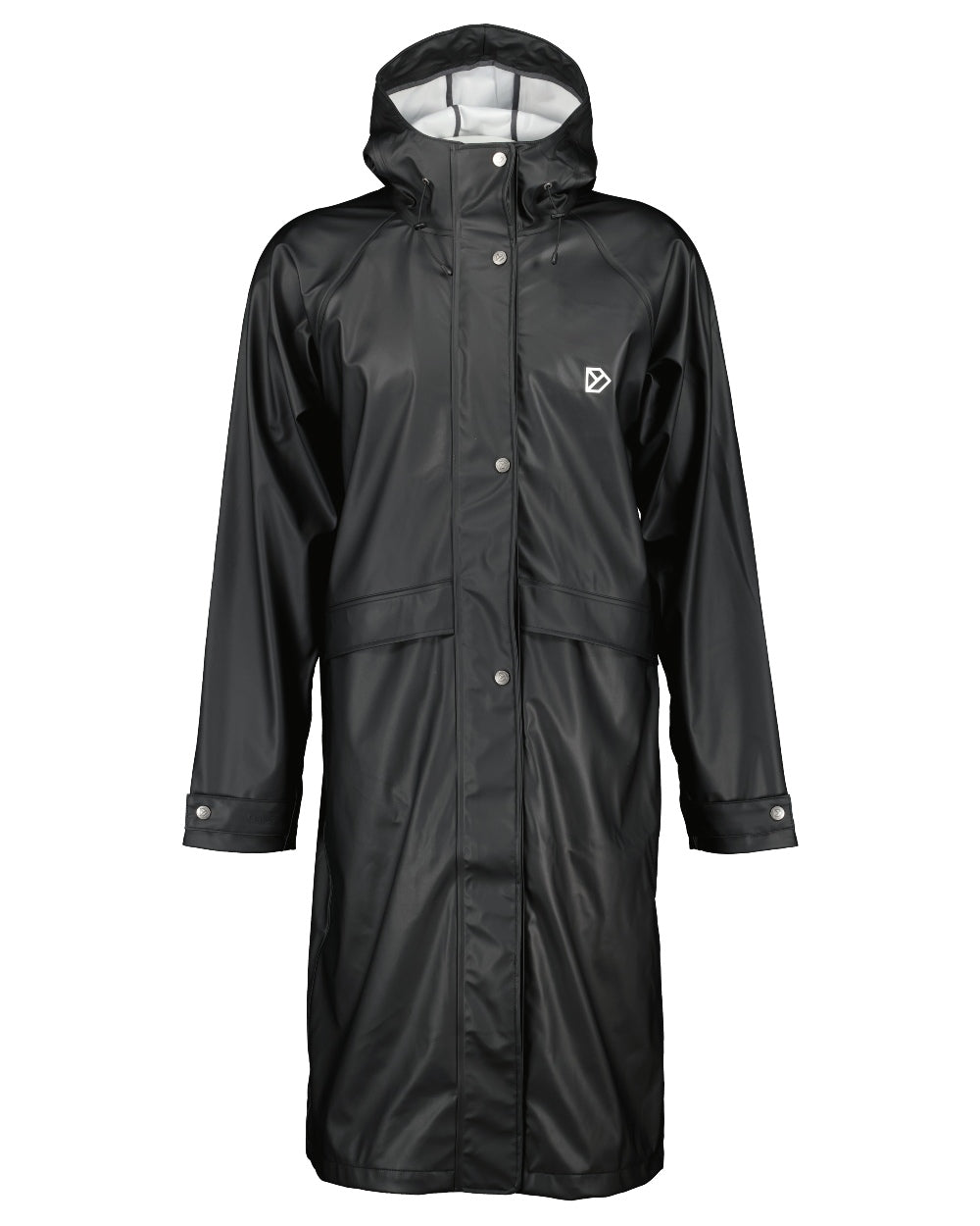 Black coloured Didriksons Mens Sund Printed Long Parka on white background 