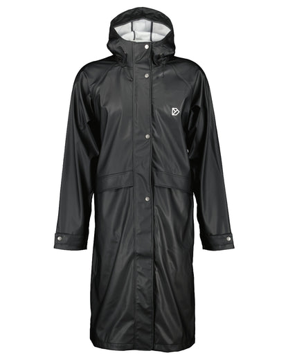Black coloured Didriksons Mens Sund Printed Long Parka on white background 