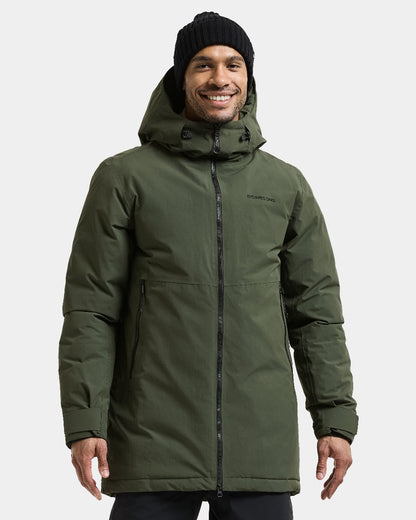 Deep Green Coloured Didriksons Mens Tempest Parka on White Background 