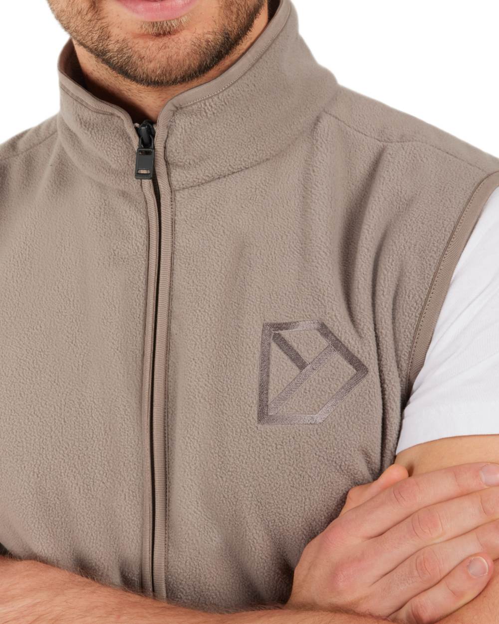 Ash Brown coloured Didriksons Mens Tino Vest on white background 