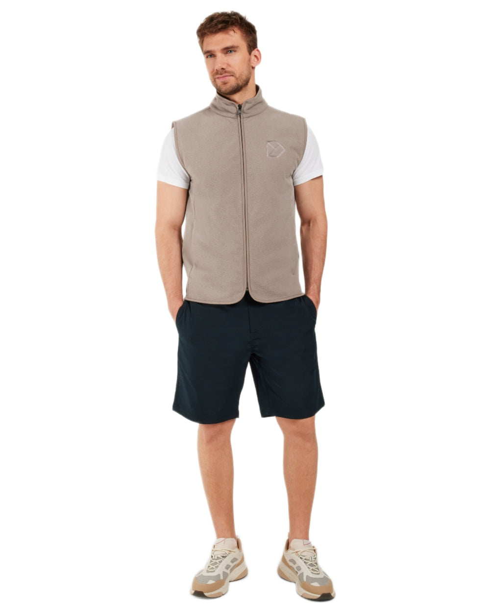 Ash Brown coloured Didriksons Mens Tino Vest on white background 