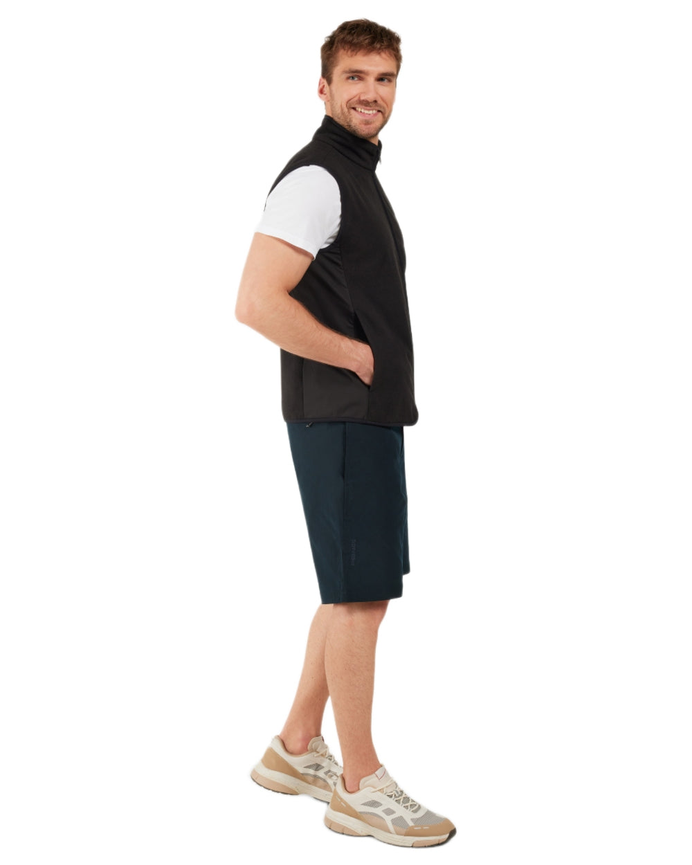 Black coloured Didriksons Mens Tino Vest on white background 