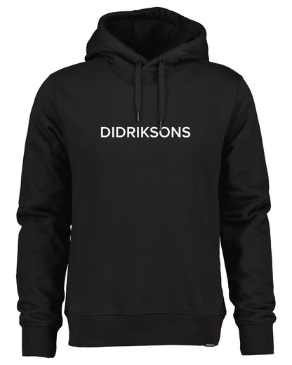Black coloured Didriksons Mens Ven Hoodies on white background 