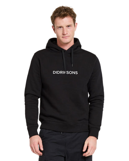 Black coloured Didriksons Mens Ven Hoodies on white background 