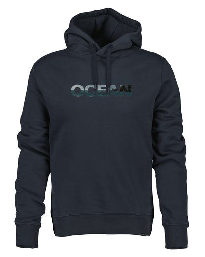 Navy coloured Didriksons Mens Ven Ocean Hoodie on white background 