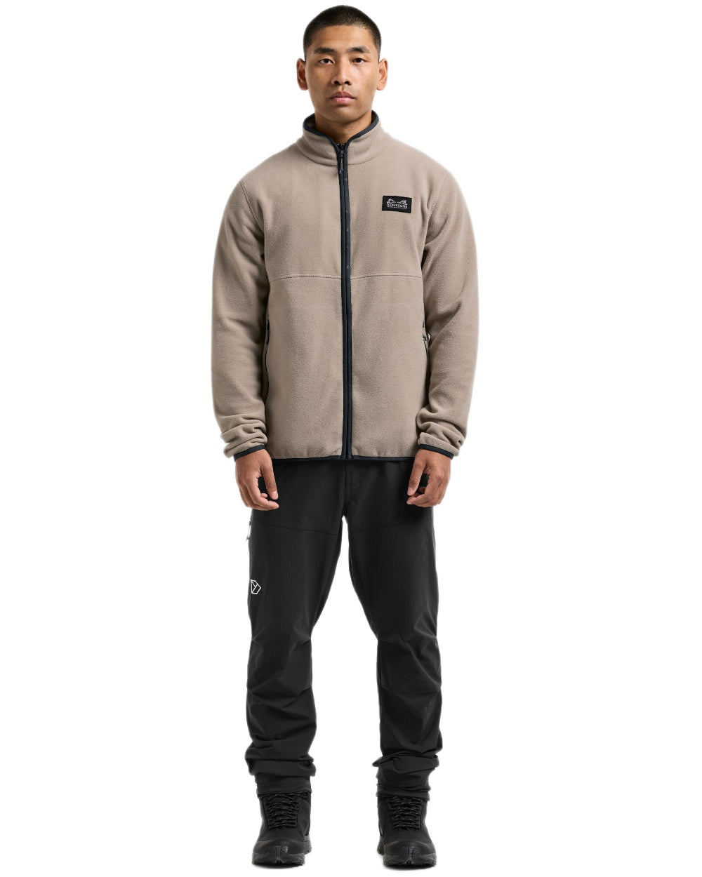 Beach Beige coloured Didriksons Mens Vito Full Zip Fleece on white background 