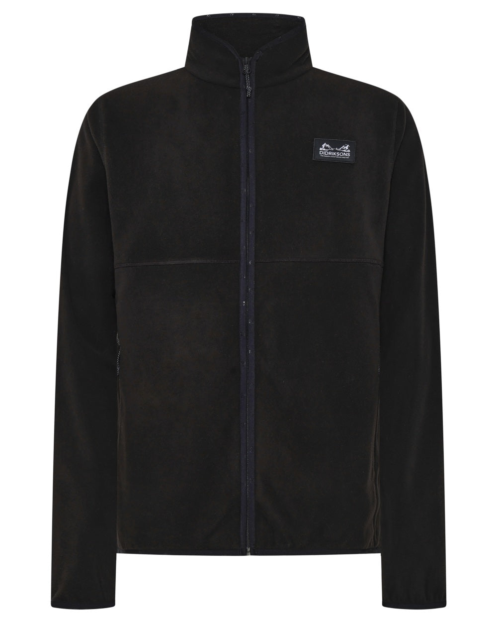 Black coloured Didriksons Mens Vito Full Zip Fleece on white background 
