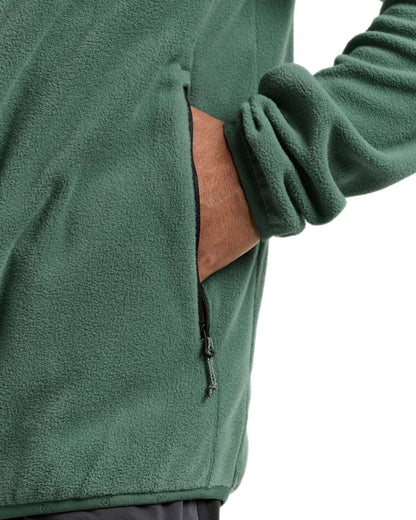Dark Moss coloured Didriksons Mens Vito Full Zip Fleece on white background 