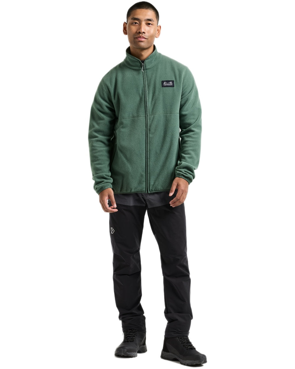 Dark Moss coloured Didriksons Mens Vito Full Zip Fleece on white background 