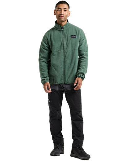 Dark Moss coloured Didriksons Mens Vito Full Zip Fleece on white background 