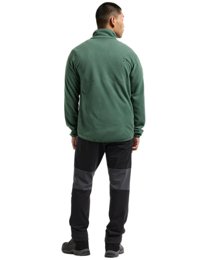 Dark Moss coloured Didriksons Mens Vito Full Zip Fleece on white background 