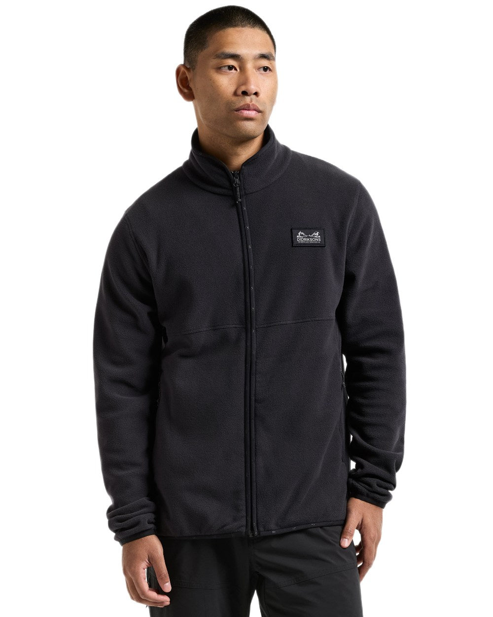 Graphite coloured Didriksons Mens Vito Full Zip Fleece on white background 