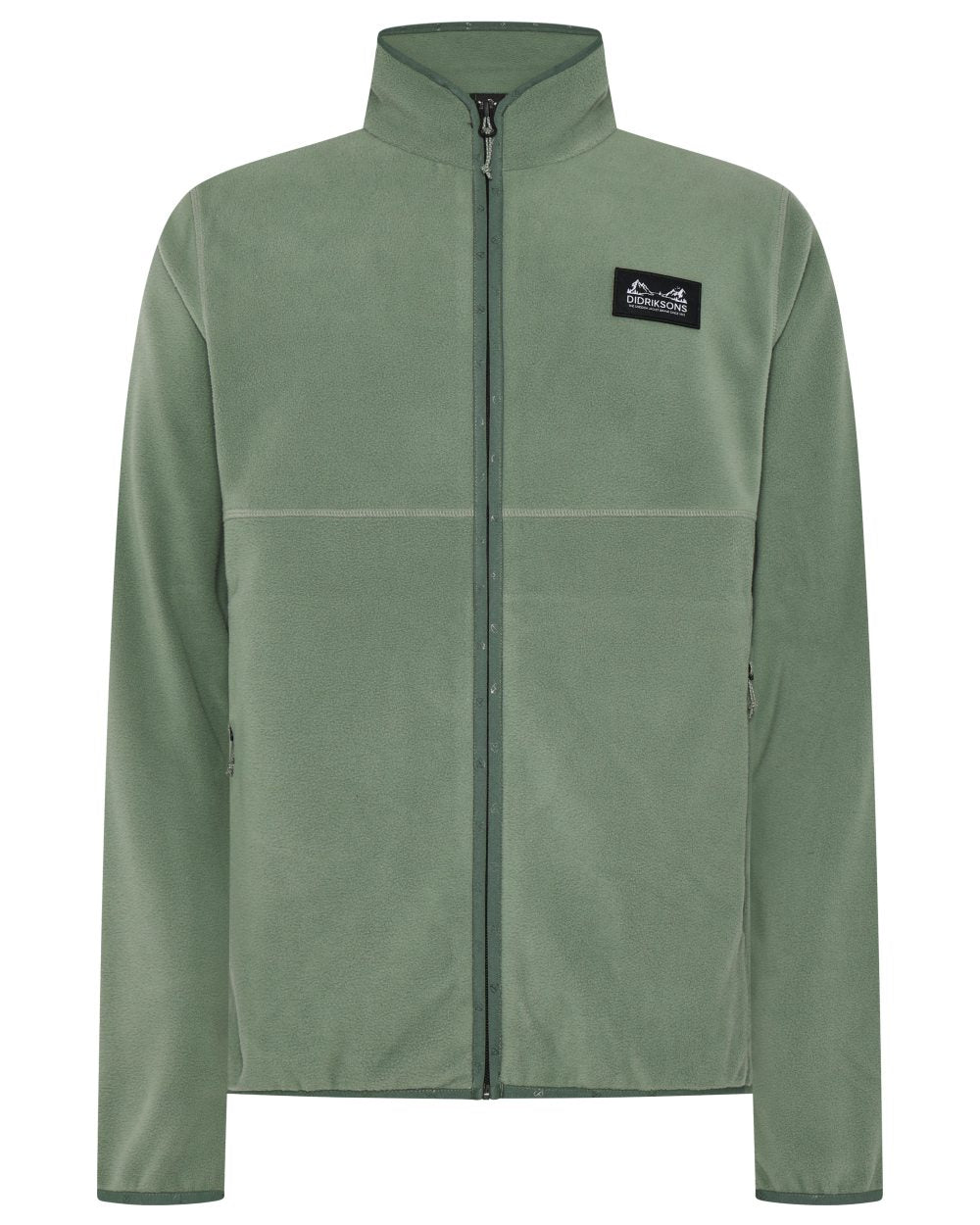 Light Moss coloured Didriksons Mens Vito Full Zip Fleece on white background 