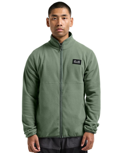 Light Moss coloured Didriksons Mens Vito Full Zip Fleece on white background 