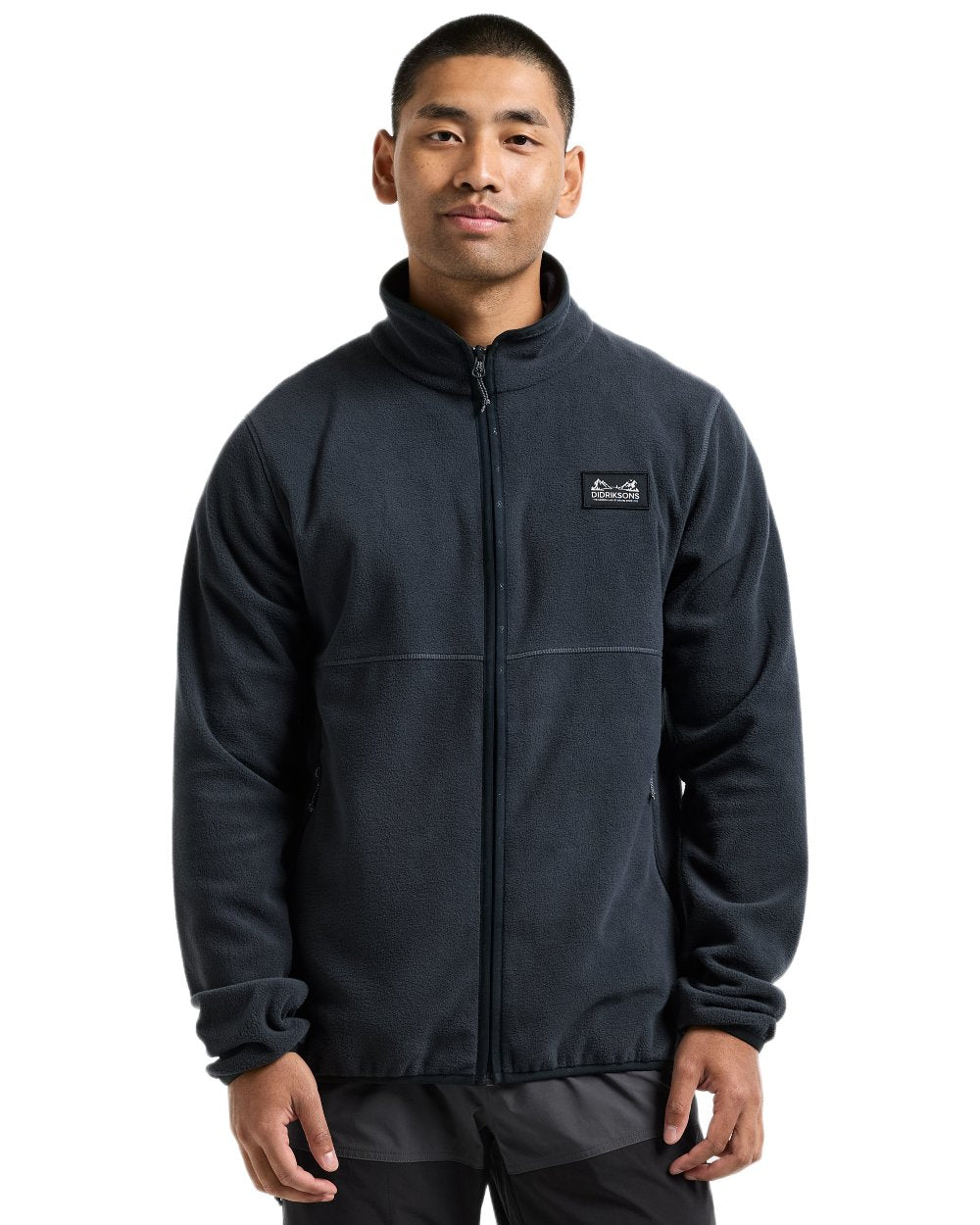 Sleepy Blue coloured Didriksons Mens Vito Full Zip Fleece on white background 
