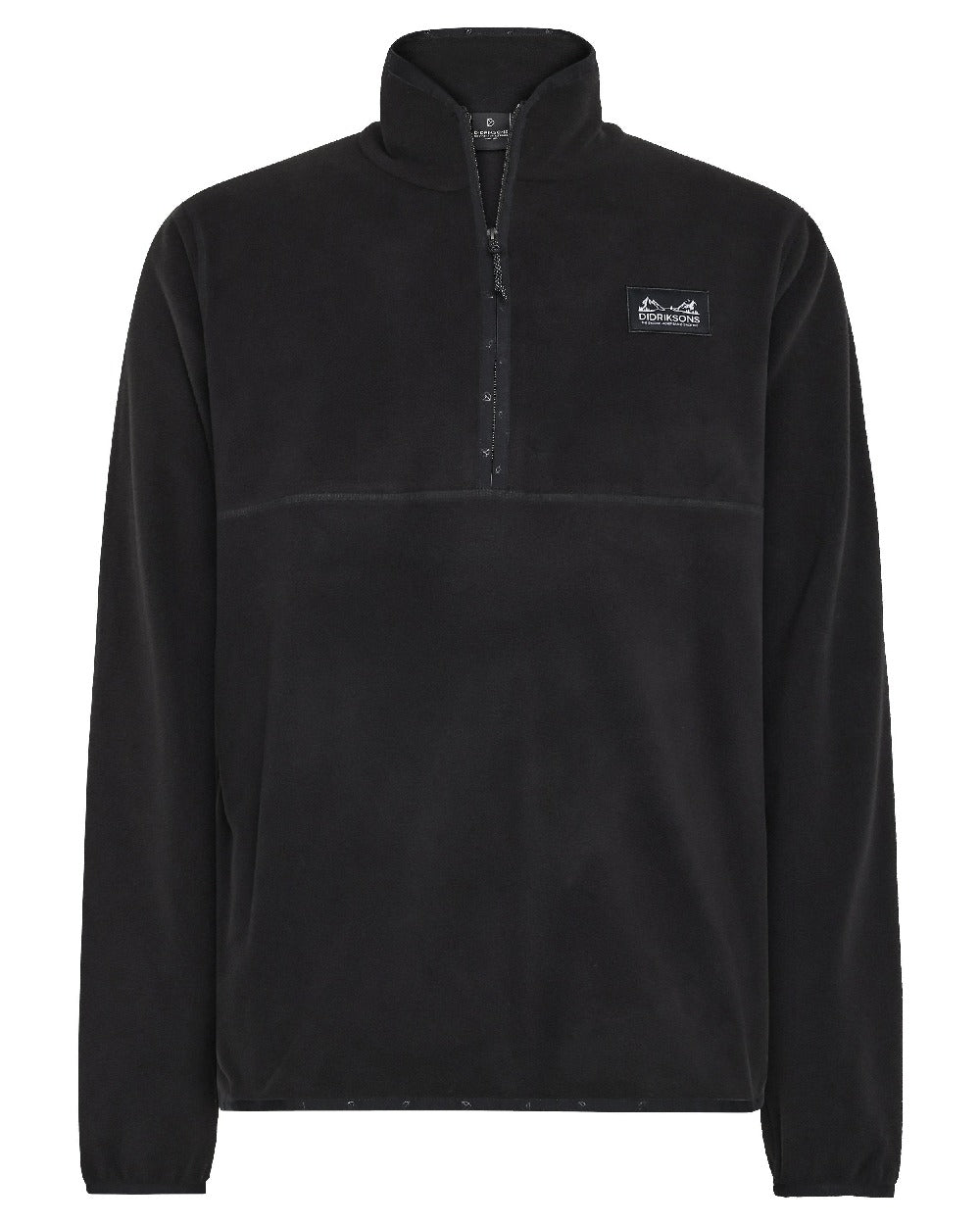 Black coloured Didriksons Mens Vito USX Half Zip Sweater on white background 