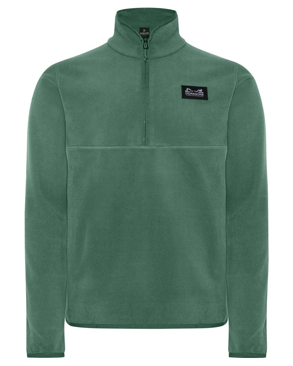 Dark Moss coloured Didriksons Mens Vito USX Half Zip Sweater on white background 