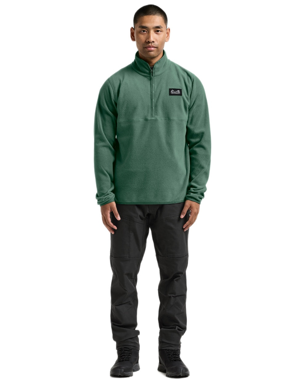 Dark Moss coloured Didriksons Mens Vito USX Half Zip Sweater on white background 