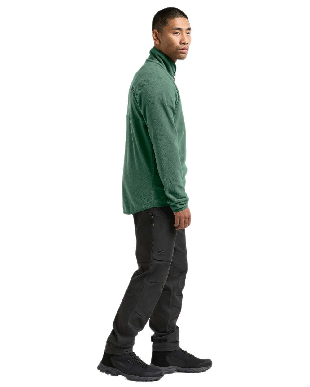 Dark Moss coloured Didriksons Mens Vito USX Half Zip Sweater on white background 